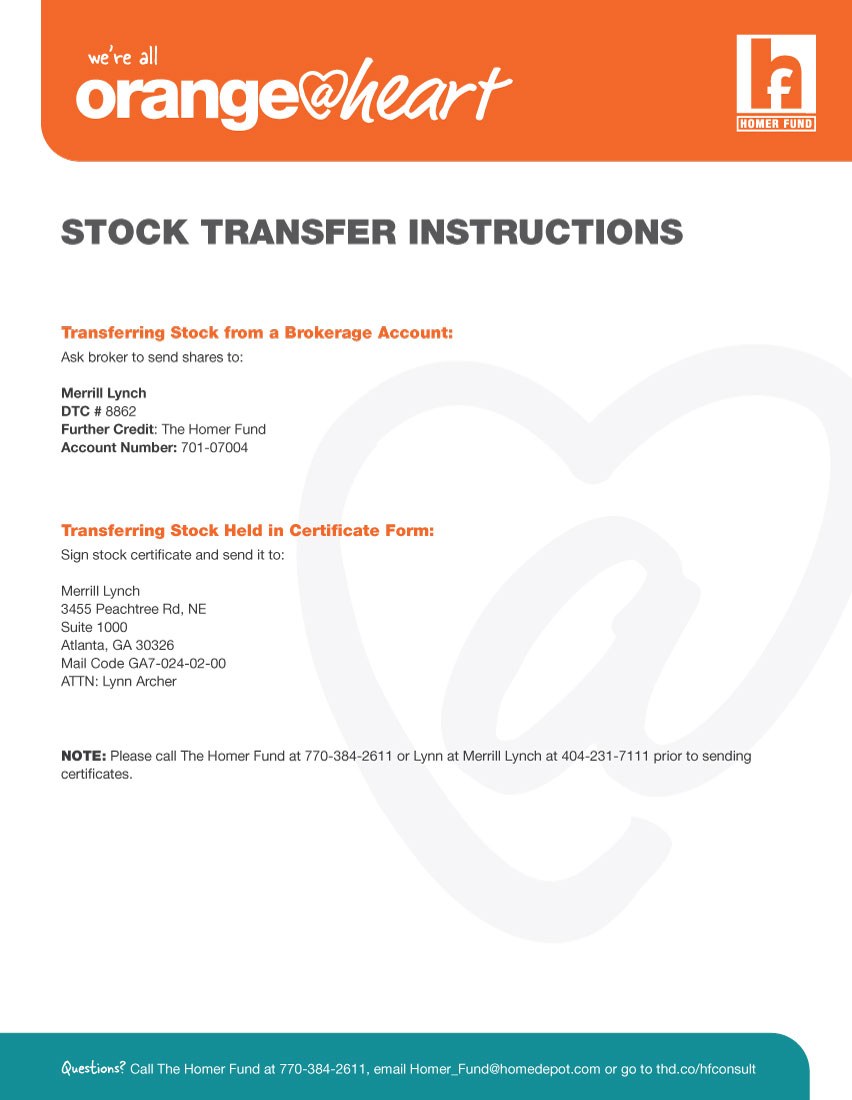 2023 THF O H Stock Transfer Instructions