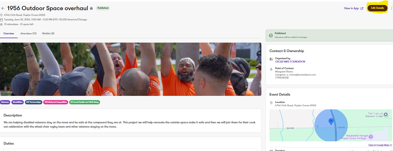 Edit Your Event with highlight
