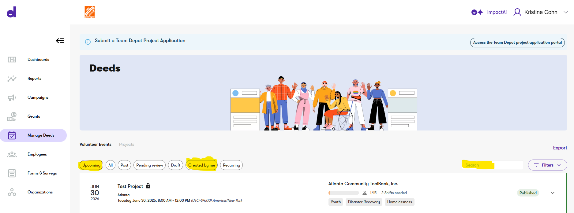 Find Your Event with highlight